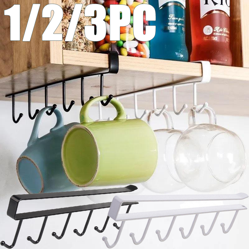 Home Goods Bathroom Storage - 1/2/3PC 6 Hooks Kitchen Cabinet Storage